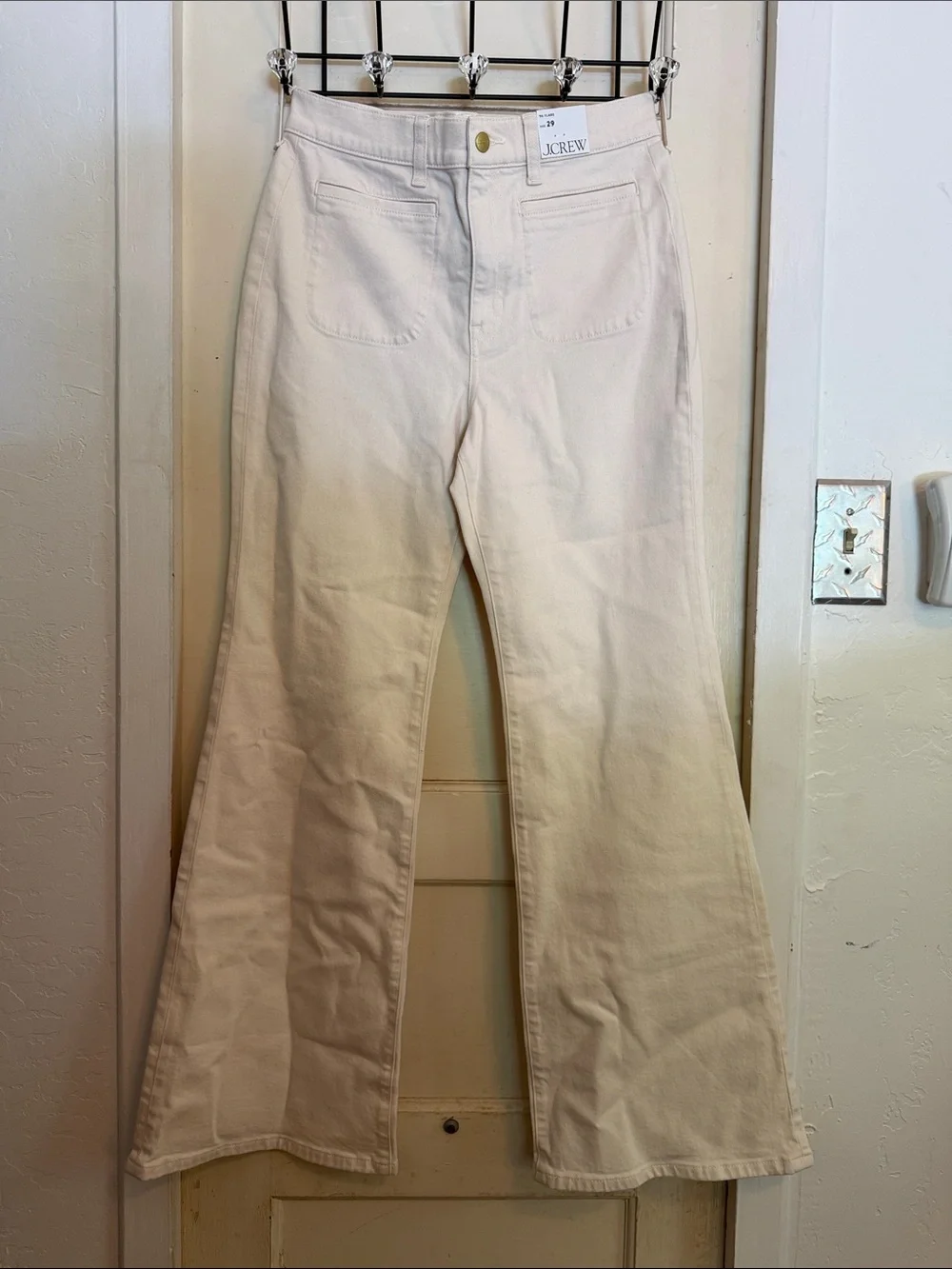 J. Crew Cream High-Rise Wide Leg Jeans